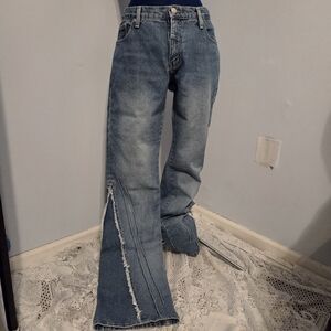 Vintage Light Wash Distressed Flared Jeans